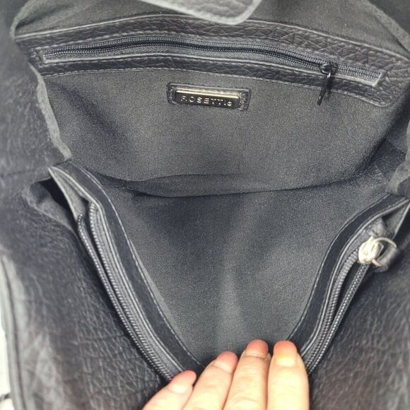 Black Braided Handle Vegan Faux Leather Shoulder Bag Multiple Compartments - Picture 12 of 13